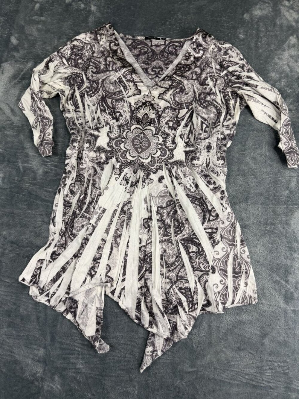 Apt. 9 Womens Paisley Print V-Neck Long Sleeve Tunic Size 1X